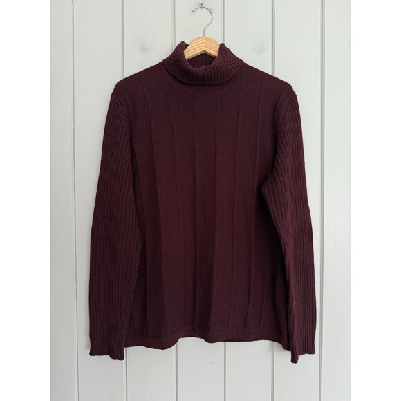 Women's Malo Cashmere Sweater 50 2XL Brown Ribbed Mock Neck Long Sleeves - Picture 1 of 6